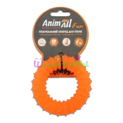 Игрушка для собак AnimAll Fun кольцо с шипами оранжевое 9 см