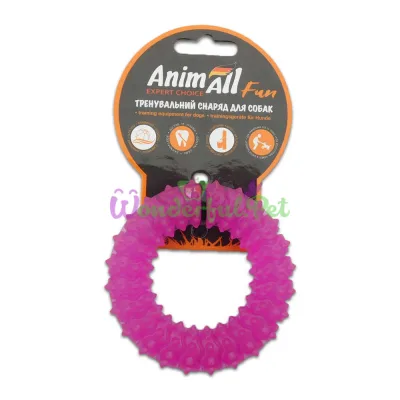 AnimAll Fun Spiked Ring Dog Toy Purple 9 cm