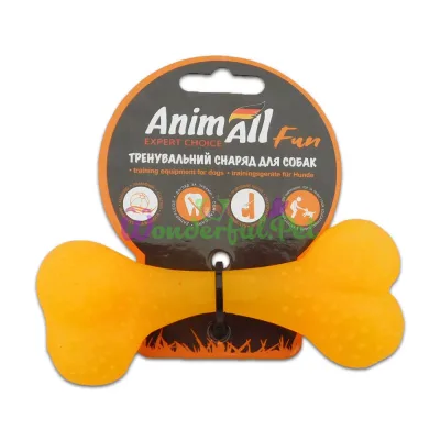 Игрушка для собак AnimAll Fun желтая кость 12 см