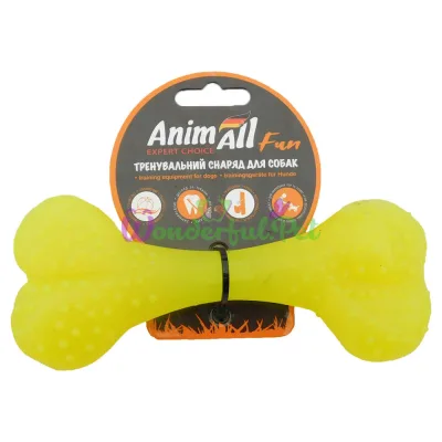 Игрушка для собак AnimAll Fun желтая кость 15 см