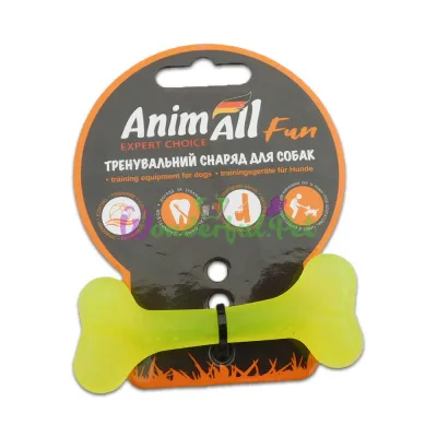 Игрушка для собак AnimAll Fun желтая кость 8 см