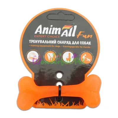 Игрушка для собак AnimAll Fun оранжевая кость 8 см
