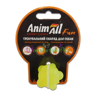 Игрушка для собак AnimAll Fun шар молекула желтый 3 см