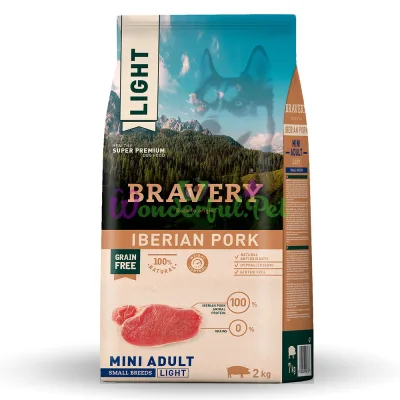 BRAVERY Iberian Pork Mini Adult LIGHT,сухий корм для дор.собак мелких пород,со свининою по -иберийськи Легка 2kg
