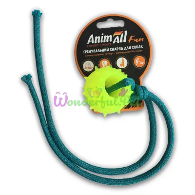 Игрушка для собак AnimAll Fun шар с канатом желтый 4 см