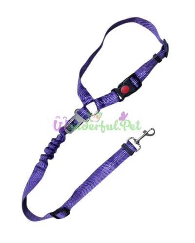 Purple Elastic Dog Car Safety Belt Adjustable 72-84 cm