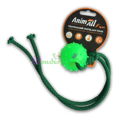 Игрушка для собак AnimAll Fun шар с канатом зеленый 4 см