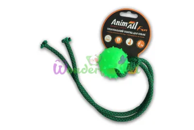 Игрушка для собак AnimAll Fun шар с канатом зеленый 8 см