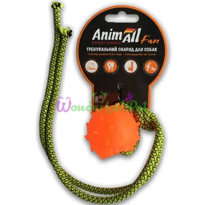 Игрушка для собак AnimAll Fun шар с канатом оранжевый 4 см