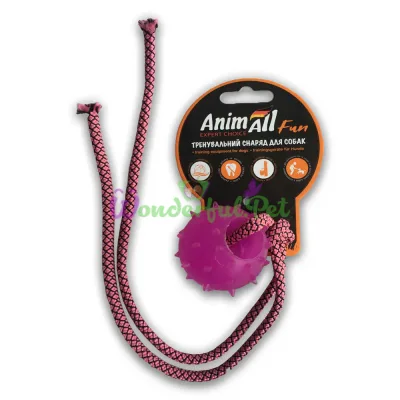 Игрушка для собак AnimAll Fun шар с канатом фиолетовый 4 см