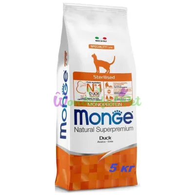 MONGE Cat Sterilised Duck Dry Food 5 kg