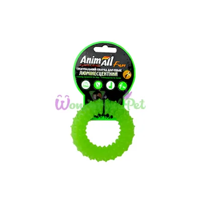 Игрушка люминесцентная для собак AnimAll Fun зеленое кольцо с шипами 9 см