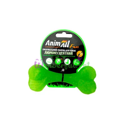 Игрушка люминесцентная для собак AnimAll Fun зеленая кость 12 см