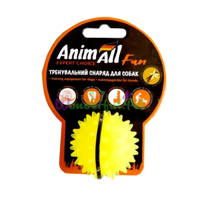 Игрушка для собак AnimAll Fun мяч-каштан желтый 5 см