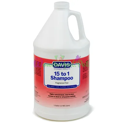 Шампунь без запаха для собак и котов Davis 15 to 1 Shampoo Fragrance-Free ДЭВИС 15:1 концентрат 3.8 л