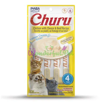 Лакомство INABA Cat Churu Creamy treat Chicken Cheese Beef recipe 56 г