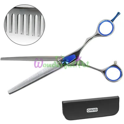 Филировочные ножницы для стрижки собак 7 inches Davis Extreme Edge BLUE Thinning ДЭВИС ЭКСТРИМ ЭДЖ 17,8 см