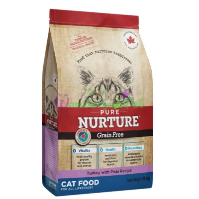 Сухой корм PURE NURTURE Cat Grain Free All Lifestages Turkey Peas Recipe 8 кг