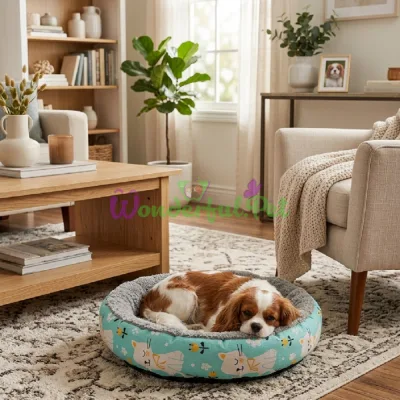 Лежанка Soft Bed Flowers Cats M Green 45 см