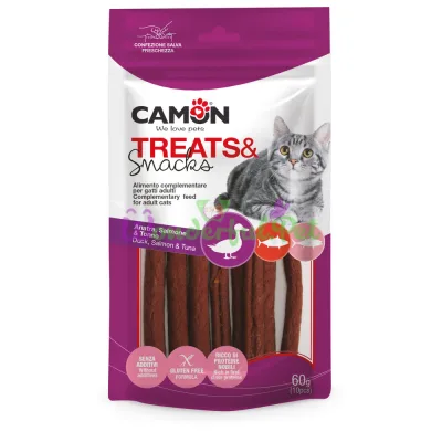 Угощение CAMON Cat Treats Snacks Duck Salmon Tuna sticks 60 г