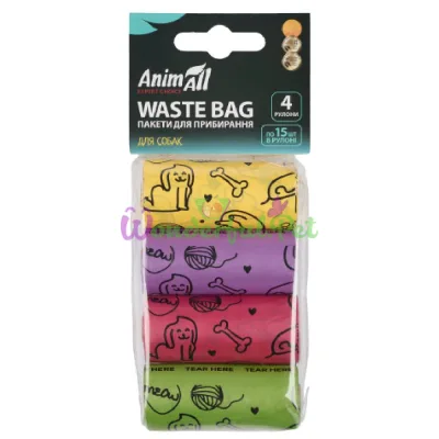 Сменные пакеты AnimAll Waste Bag Colors mix 4x15 шт