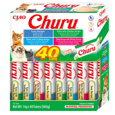 Лакомство INABA Cat Churu Creamy treat Tuna Seafood mix 560 г 40 шт