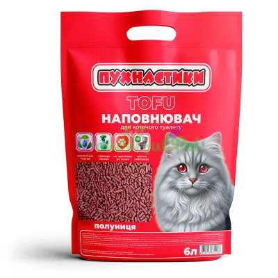 Наполнитель Пушистики TOFU Strawberry 6 л