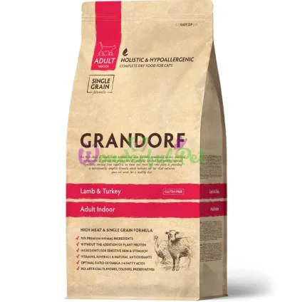 Grandorf Cat Indoor Lamb & Turkey Dry Food for Adult Cats, 0.4 kg