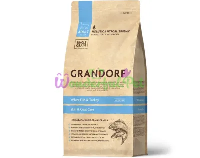 Grandorf Cat Indoor White Fish & Turkey Dry Food for Indoor Cats, 2 kg