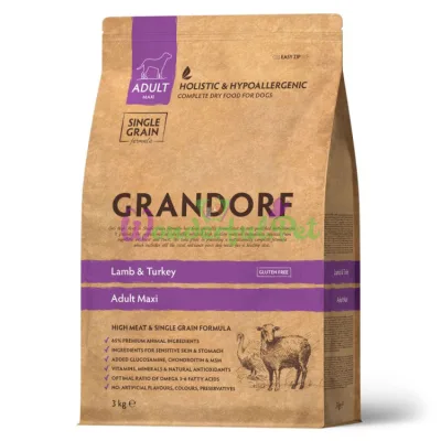 Grandorf Maxi Lamb & Turkey Dry Food for Large Breed Dogs, 3 kg