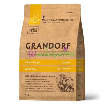 Сухой корм Grandorf Dog Adult Mini breeds Low Grain 4 Meat recipe 8 кг