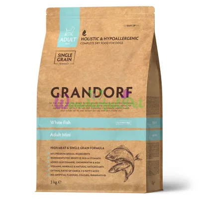Сухий корм Grandorf Dog Mini Adult White Fish для дорослих собак дрібних порід з білою рибою, 3 кг