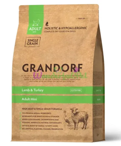 Сухий корм Grandorf Dog Mini Adult Lamb & Turkey для дорослих собак дрібних порід з ягням та індичкою, 1 кг