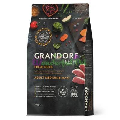 Сухий корм Grandorf Fresh для собак середніх та великих порід, качка і батат, 10 кг