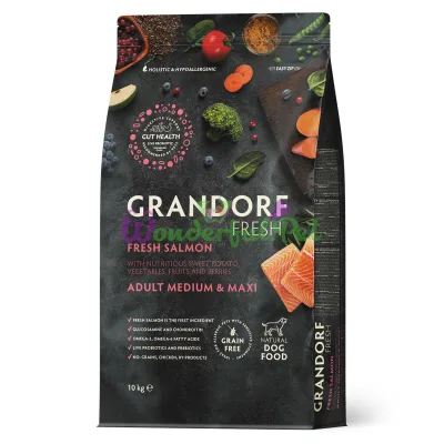 Сухий корм Grandorf Fresh для собак середніх та великих порід, лосось і батат, 10 кг