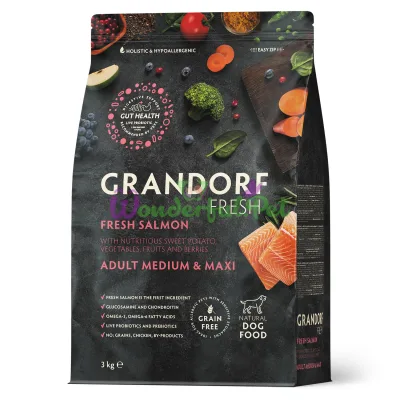 Сухий корм Grandorf Fresh для собак середніх та великих порід, лосось і батат, 3 кг