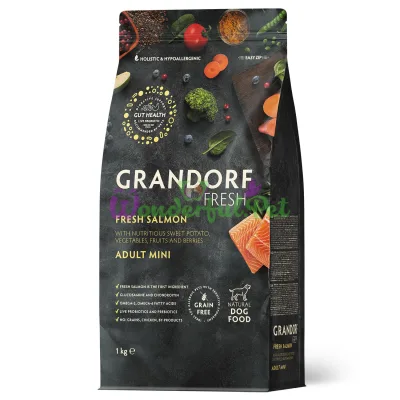 Grandorf Fresh Adult Mini Dry Dog Food for Small Breeds, Salmon and Sweet Potato, 1 kg