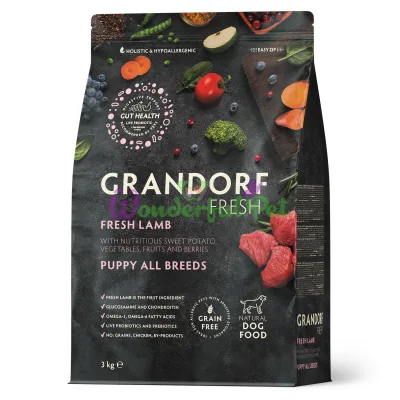 Grandorf Fresh Puppies Dry Food for All Breeds, Lamb and Sweet Potato, 3 kg