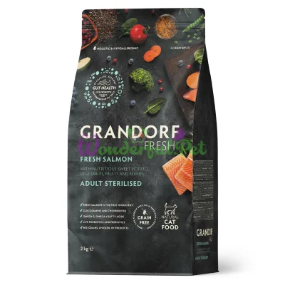 Grandorf Fresh Dry Food for Sterilised Cats Salmon with Sweet Potato, 2 kg