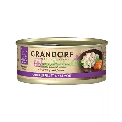 Grandorf Wet Food for Cats Chicken Breast with Salmon, 70 g