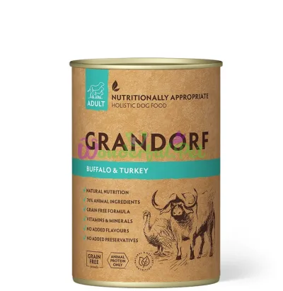 Grandorf Wet Dog Food, Buffalo & Turkey, 400 g