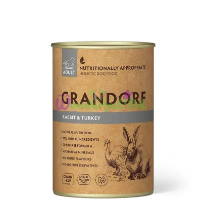 Grandorf Wet Dog Food with Rabbit and Turkey, 400 g