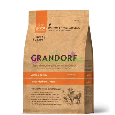 Π‘ΡΡ
ΠΎΠΉ ΠΊΠΎΡΠΌ Grandorf Dog Junior Medium Maxi breeds Low Grain Lamb Turkey 1 ΠΊΠ³