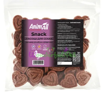Снеки AnimAll Snack Hearts Slices Duck 500 г