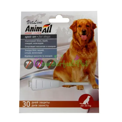 Капли AnimAll VetLine Spot-On от блох и клещей для собак весом 20-30 кг 6 мл