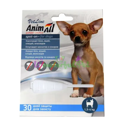 AnimAll VetLine Spot-On Flea & Tick Drops for Dogs 1.5-4 kg 0.8 ml
