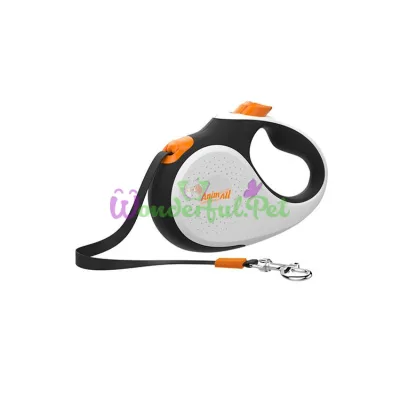 Поводок-рулетка AnimAll Deluxe М для собак до 25 кг 5 метров Бело-черный оранжевый