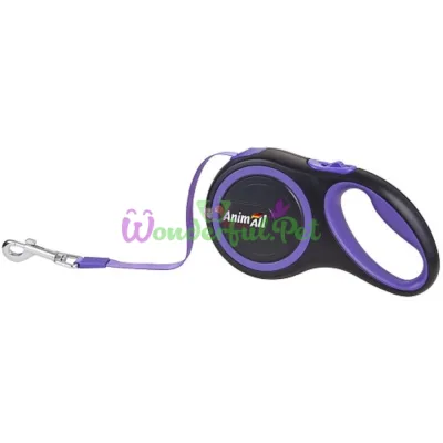 Поводок-рулетка AnimAll Tape S Fiolet Black до 15 кг 3 м