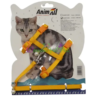 Поводок+шлея AnimAll на блистере для кота 7х1200 мм