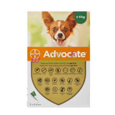 Капли Bayer Advocate Dog до 4 кг 1 пипетка